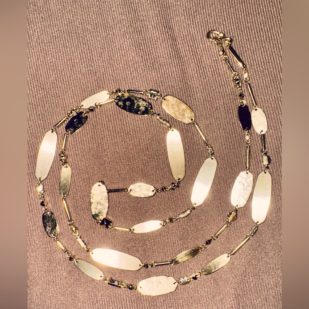 Gold Stamped Necklace with Neutral Colored Stones